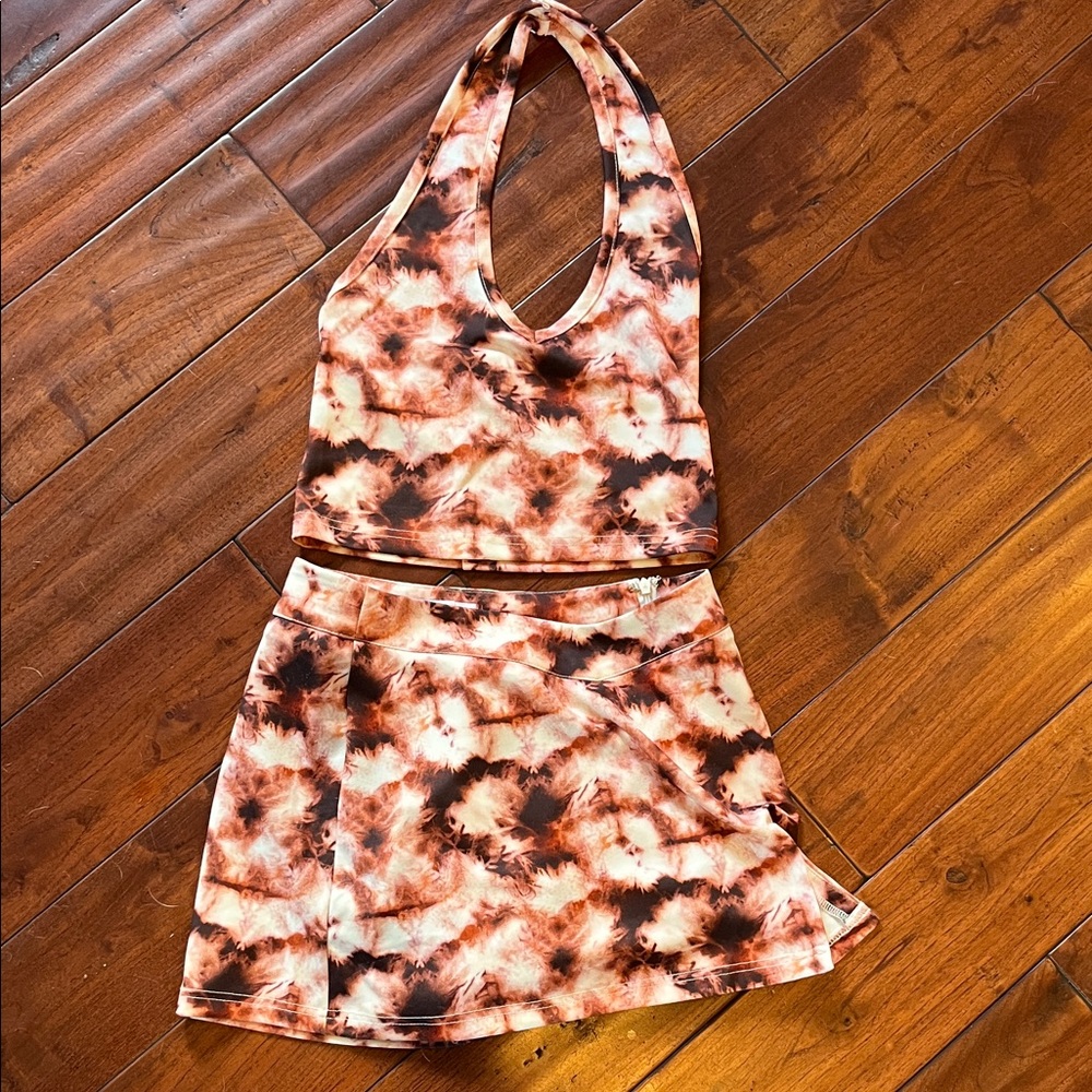Tiger Mist Tie-Dye Halter Top and Skort Set